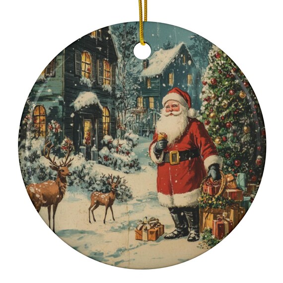 サンタのクリスマスオーナメント | レトロヴィンテージスタイルの