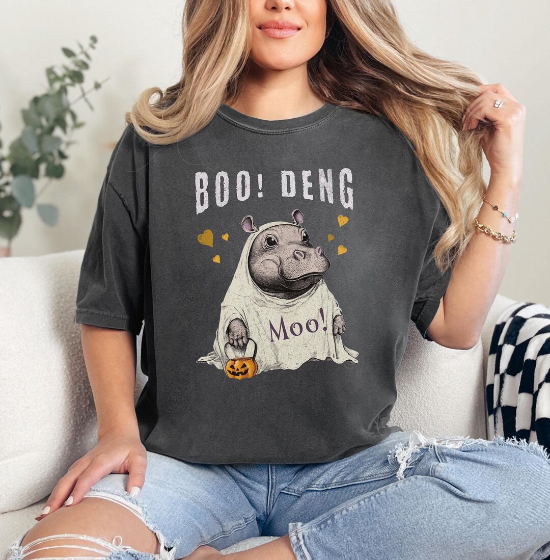 Moo Deng Shirt - Cute Boo Deng Baby Hippo Halloween Shirt Comfort ...