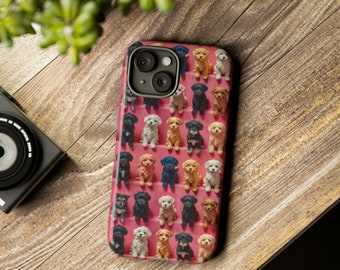 Puppies Kawaii Phone Case For iPhone 15 14 13 Pro Max 12 Mini XR 7 SE S23 Boho Puppy Case For Dog Lover Galaxy S24 Pixel Dog Mom Case