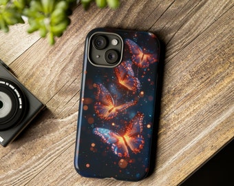 Funda de teléfono con mariposas eléctricas para iPhone 15, 14, 13, Pro Max, 12, Mini, XR, 7, 8, SE, S23, funda con mariposas espaciales, Galaxy S24, Pixel Floral Nature