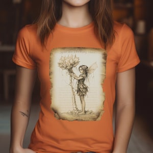 Fairy Girl With Flower t-shirt | Goblin Core Faerie Shirt | Forest Flower Sprite | Fairy Kingdom Woodland Fairy Child t-shirt