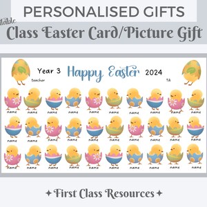 Biglietto di Pasqua di classe personalizzato Biglietto di classe modificabile per lezione di Pasqua Regalo di Pasqua Regalo per insegnanti Regalo personalizzato per pulcini di Pasqua Download digitale