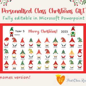 Zwerge personalisierte Klasse Weihnachtskarte, Klasse Weihnachtsgeschenk, Weihnachtswichtel, bearbeitbarer Druck, Lehrer Weihnachtsgeschenk, digitaler Download