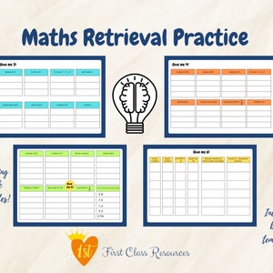 Maths retrieval practice, give me 3/4/5/6, blank templates included