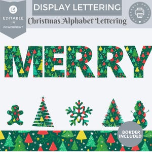 Weihnachtsbeschriftung für Bulletin Board Klassenzimmer Dekor Tür Dekor Weihnachten Buchstaben, Zahlen und Formen Urlaub Rand Bearbeitbare Powerspitze