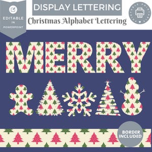 Weihnachtsbeschriftung für Bulletin Board Klassenzimmer Dekor Tür Dekor Weihnachten Buchstaben, Zahlen und Formen Urlaub Rand Bearbeitbare Powerspitze