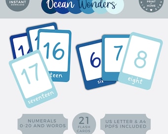 Count to 20 numbers flashcards, 0-20 Number Cards, Digital Download, Printable Number Flash Cards, Numeral Recognition 1-20 maths activity