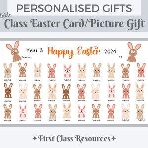 Carte de Pâques personnalisée pour classe Carte de classe de lapins de Pâques pour Pâques Cadeau de Pâques classe Cadeau pour enseignant Cadeau personnalisé de lapin de Pâques en téléchargement numérique