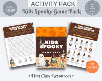 Halloween Activity Pack, Kids Spooky Game Pack, Printable Halloween Kids Activity,  Halloween Scavenger Hunt, Halloween Word Search PDF