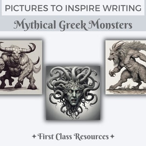 Mythical Creatures Creative writing prompt Printable Mythical Digital Paper Ancient Greece mythical monsters images to inspire writing