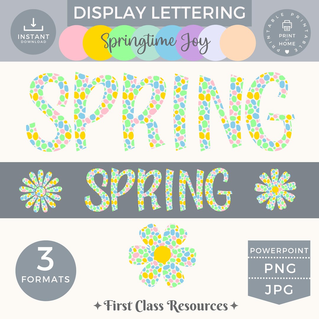 Spring Printable Letters and Numbers, Transparent PNG, JPG, Editable ...