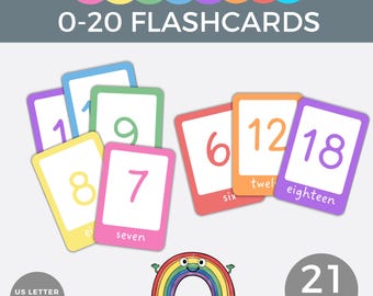 Count to 20 numbers flashcards, 0-20 Number Cards, Digital Download, Printable Number Flash Cards, Numeral Recognition 1-20 maths activity