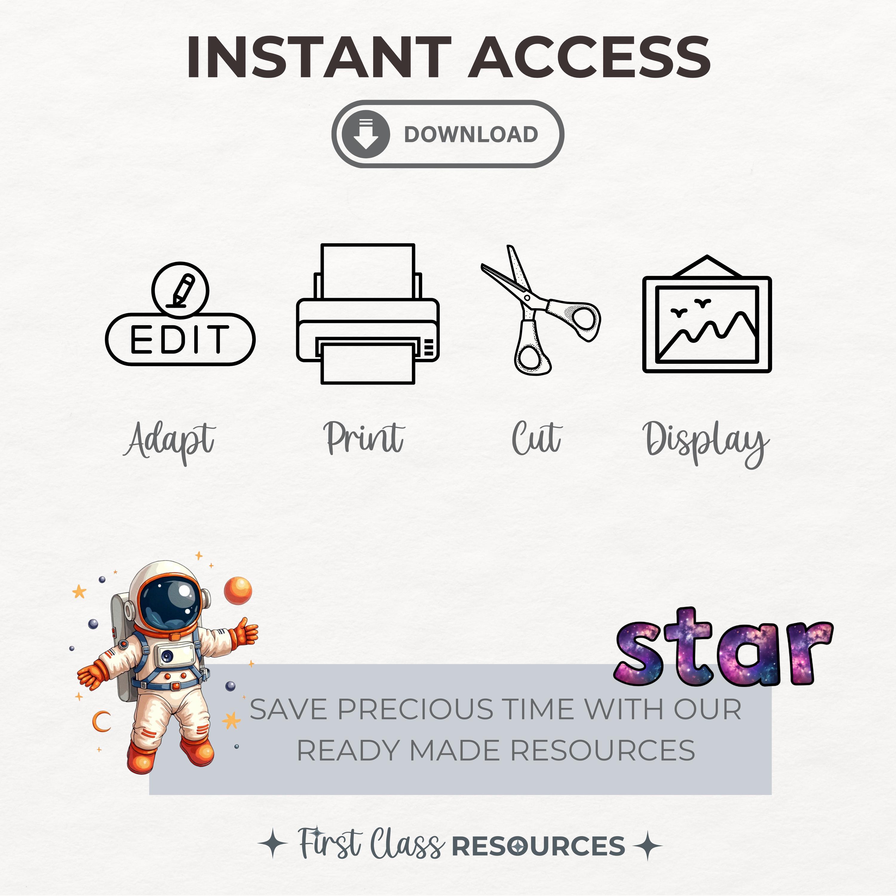 Space Alphabet Lettering for Display Galaxy Classroom Decor Bulletin ...