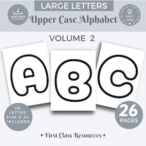 Große druckbare Buchstaben für das Klassenzimmer Vol 2 Druckbare Alphabet Großbuchstaben Block Buchstabe Der Woche Lehrmittel PDF homeschool