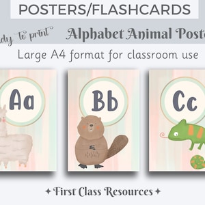 Alphabet Posters Classroom Decor, Watercolor Animal Alphabet Printable, Alphabet Animal  Poster, Alphabet flashcards, home school decor