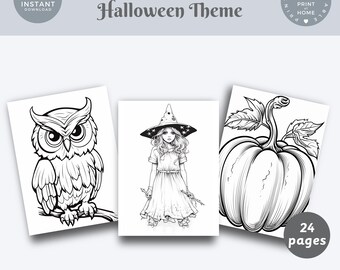 Halloween Coloring Pages for kids, Spooky Coloring Pages, Halloween Printables, Coloring Books, Halloween Activity Kids Coloring Witch Ghost