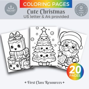 Printable Coloring Book Christmas, Cute Christmas Coloring Pages for kids Simple Christmas Coloring Pages  Printable PDF