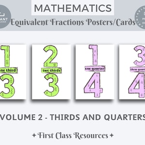 Equivalent fraction posters Volume 2,  fractions display, maths working wall, Educational Poster, Fractions Printable, Classroom Posters
