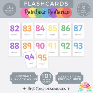 Tarjetas didácticas con números del 0 al 100, carteles imprimibles de reconocimiento de números, tarjetas para contar hasta 100, exhibición en la pared del aula, recurso de matemáticas para la educación en el hogar