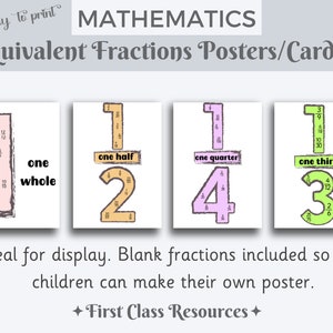 Equivalent fraction posters, fractions display, maths working wall, Educational Poster, Fractions Printable, Classroom Posters, Equivalence