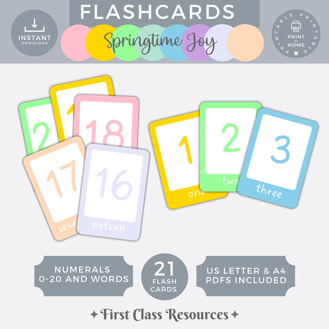 Count to 20 Numbers Flashcards, 0-20 Number Cards, Digital Download ...