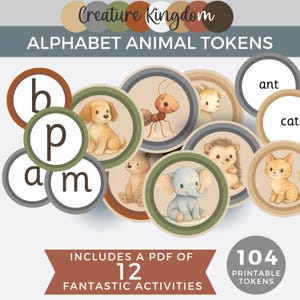 Fichas de animais do alfabeto de A a Z, jogo de correspondência ABC estilo livro de histórias, fichas de nomes e letras, pacote de atividades de fonética para aprendizagem pré-escolar, sons iniciais
