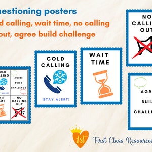 Classroom posters Questioning posters cold calling question types agree build challenge classroom posters working wall visual aids