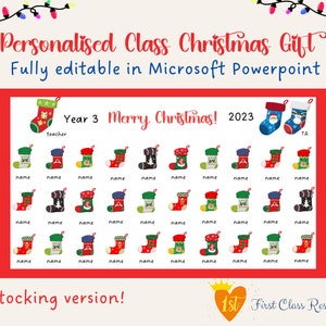 Strümpfe personalisierte Klasse Weihnachtskarte, Klasse Weihnachtsgeschenk, Weihnachtsstrümpfe, bearbeitbarer Druck, Lehrer Weihnachtsgeschenk