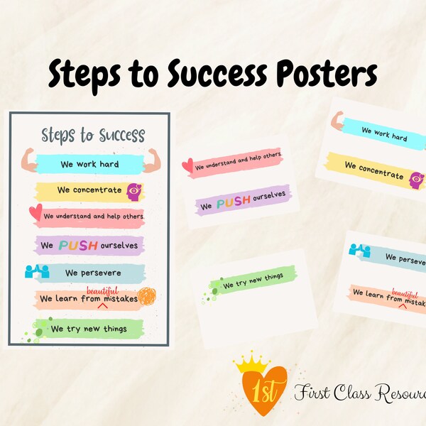 Posters for learning behaviours - steps to success