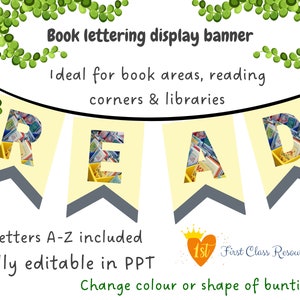 Leseecke im Klassenzimmer, druckbare Lesebanner, Pinnwand, Dekordisplay für Lesezimmer, Buchbeschriftung, Wimpelkette
