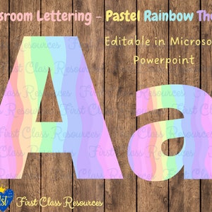 Arco-íris pastel exibição de sala de aula letras decoração de sala de aula editável powerpoint letras imprimíveis números sala de aula quadro de avisos letras