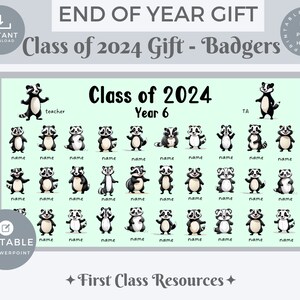 Cadeau de fin d'année pour les étudiants, impression modifiable, blaireaux, promotion 2024, cadeau étudiant, cadeau enseignant, promotion 2024, cadeau enseignant