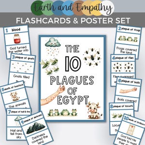 10 affiches de cartes-éclair des plaies d'Égypte, activité d'association d'histoires bibliques à imprimer, éducation religieuse, école du dimanche, apprentissage de la Bible pour les enfants