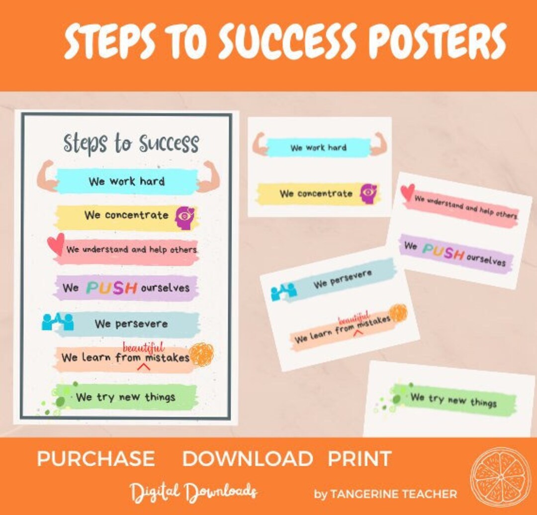 Posters for Learning Behaviours Steps to Success Etsy