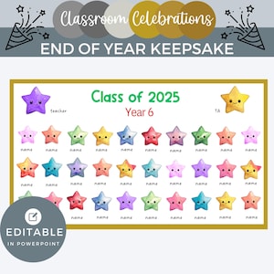 Klasse der Sterne, Geschenk zum Jahresende, Geschenk für Studenten editierbare Druckklasse Geschenk, Studentengeschenk, Lehrergeschenk, Klasse von 2025 Geschenk für Lehrer