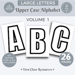 Große druckbare Buchstaben für das Klassenzimmer, Druckbare Großbuchstaben, Druckbare Großbuchstaben, Druckbare Buchstaben der Woche, PDF für Lehrmittel, homeschool