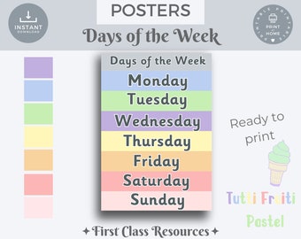 Days of the week poster, Days of the Week Print, Educational Print, Printable Wall Art,  Classroom Decor, Homeschool Decor, Digital download
