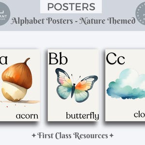 Nature themed Alphabet Cards, Alphabet Posters Classroom Decor, Alphabet Printable, Alphabet flashcards, home school decor Alphabet Photos