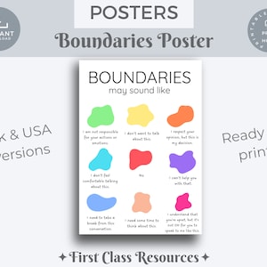Boundaries Poster Boundary Setting, Mental Health Print, Psychology, Therapy Office Decor, Psychology, Self Esteem for Kids, Affirmations