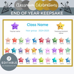 Class of Stars, End of Year Gift, Gift for Students Editable Print Class Present, Student Gift, Teacher Gift, Class of 2025 Gift for Teacher