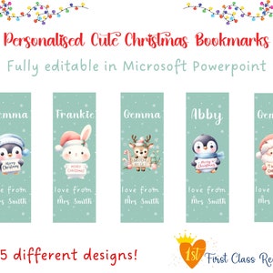 Marcadores de Natal fofos editáveis, presente de Natal para a turma, impressão editável, editável em powerpoint, download digital, 15 designs