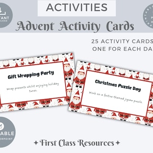 Druckbare bearbeitbare Adventsaktivitätskarten für Kinder und Familien, Weihnachtsaktivitätskarten, Weihnachtsaktivitäten, Adventsaktivitäten DIY Advent