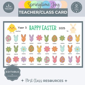 Carte de Pâques personnalisée pour la classe, carte de classe modifiable pour Pâques, cadeau de Pâques pour la classe, cadeau pour enseignant, téléchargement numérique, powerpoint modifiable