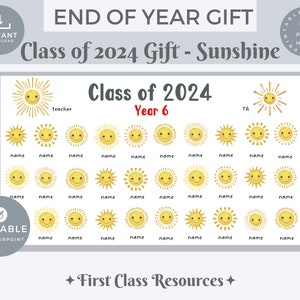 Cadeau de fin d'année, cadeau pour étudiants, impression modifiable, cadeau de classe, cadeau pour étudiant, cadeau pour professeur, promotion 2024, cadeau pour professeur, promotion, soleil