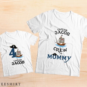 Personalised Birthday Pirate Crew Family T-shirts, Family Pirate Shirt, Pirate Theme Birthday Shirt, Custom Captain Shirt, Pirate Family Tee