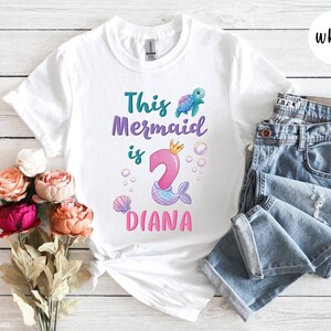 Custom Mermaid Birthday Shirt, Personalised Birthday Gift, Mermaid Birthday Shirt, Girl Birthday T-Shirt, Birthday Party Tee, Kids Gift Tee