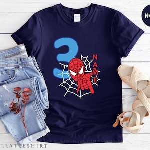 Personalised Birthday T-shirts, Personalised Birthday Gift, Personalised Spider Birthday Tshirt, Boys Birthday Tshirt, Custom Spider Bday