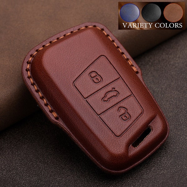 Red Leather Key Cover For VW Passat B8 / Arteon / Skoda Superb - 2-Piece TPU/Silicone Case