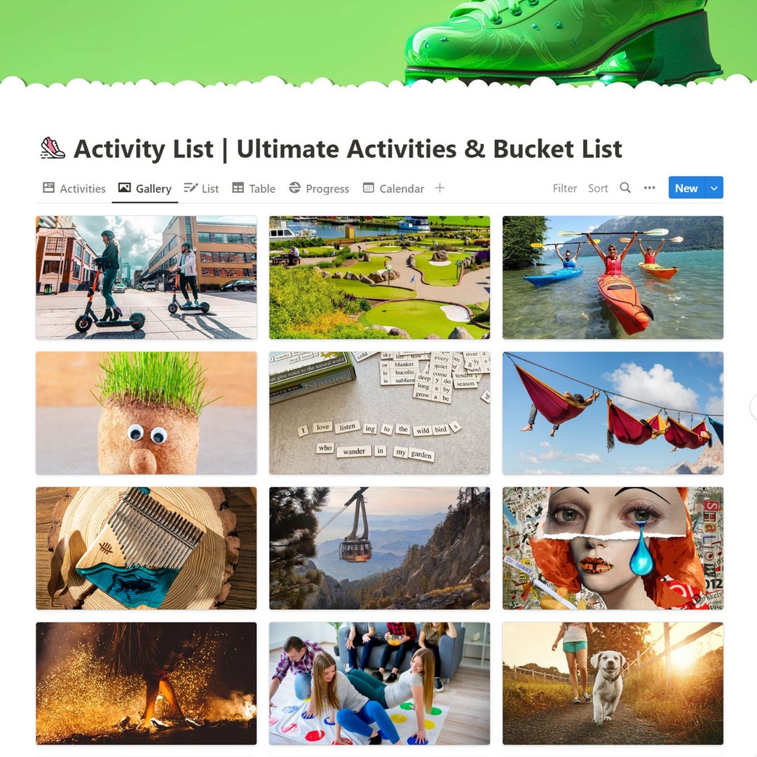 Activity List Notion Template | the Ultimate Bucket List - Etsy