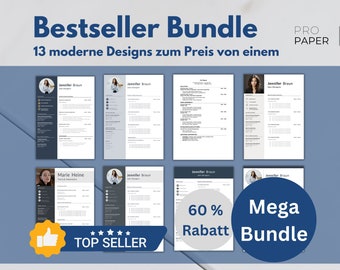 Paquete de best sellers de 13 piezas, plantillas de CV, Word, CV moderno, carta de presentación, hoja de presentación, carta de motivación; 2024; minimalista